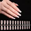 24Pcs Fake Nail Gradient French Ballet False Nails Daisy Design Manicure Nails Detachable Full Cover Press On Nail