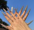 100% Handmade Nails Extra Long Stiletto Press On Nails Luxury Gorgeous Fake Nails 3D Handmade Reusable False Nails Salon Acrylic Nail 10PCS Gifts for