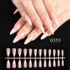 24Pcs Fake Nail Gradient French Ballet False Nails Daisy Design Manicure Nails Detachable Full Cover Press On Nail