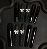 Press on Nails Long, Fake Nails Black Nails Square with 3D Bowknot False Nail Tips Artificial Nails Finger(Small,Medium,Large)