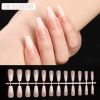 24Pcs Fake Nail Gradient French Ballet False Nails Daisy Design Manicure Nails Detachable Full Cover Press On Nail