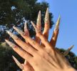 100% Handmade Nails Extra Long Stiletto Press On Nails Luxury Gorgeous Fake Nails 3D Handmade Reusable False Nails Salon Acrylic Nail 10PCS Gifts for